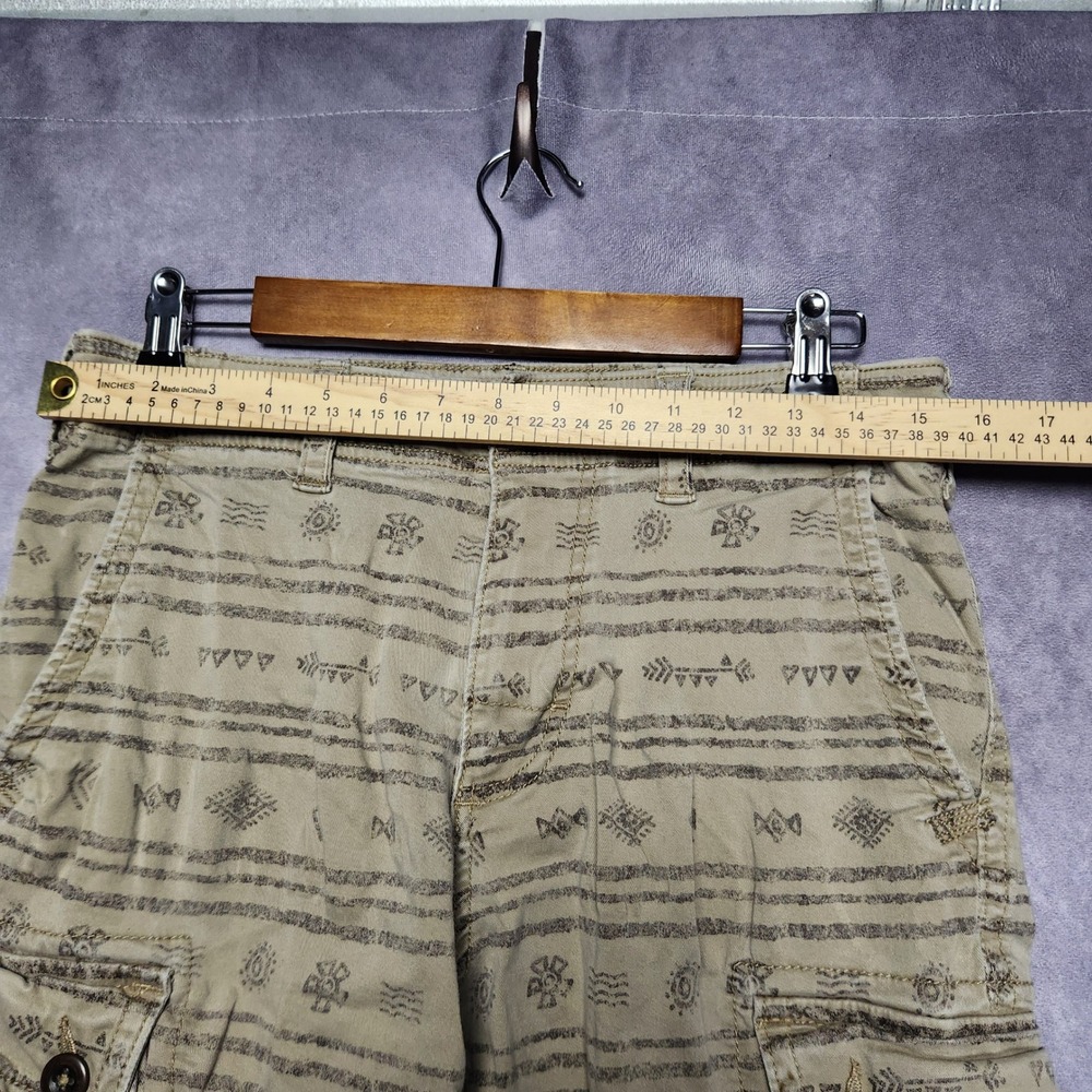 American Eagle Mens 32 Cargo Shorts Tan Brown Cave Art Print Classic Active Flex - Picture 14 of 14